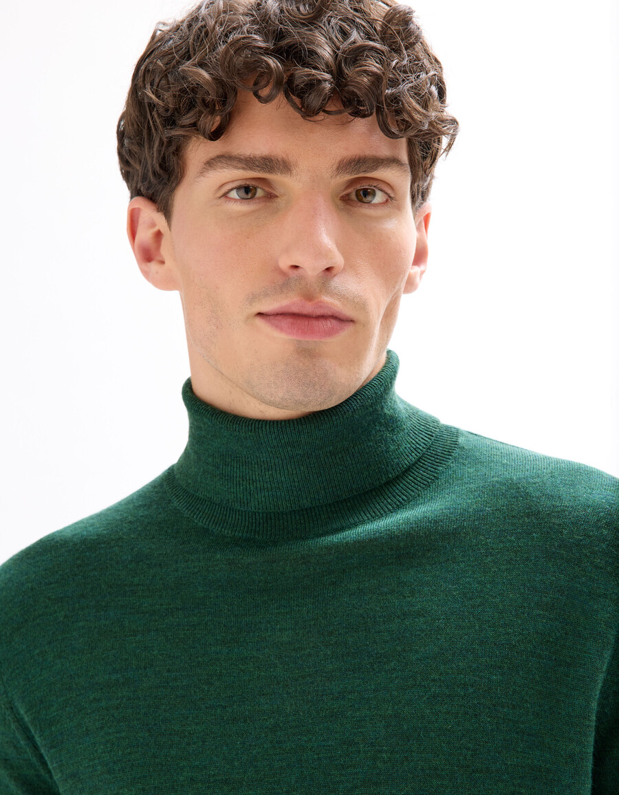 schmal geschnittener rollkragenpullover 100 merinowolle