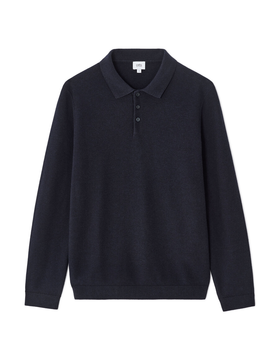 schmal geschnittener polo-pullover aus 100 baumwolle