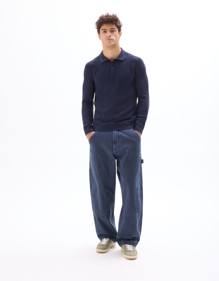 schmal geschnittener polo-pullover aus 100 baumwolle
