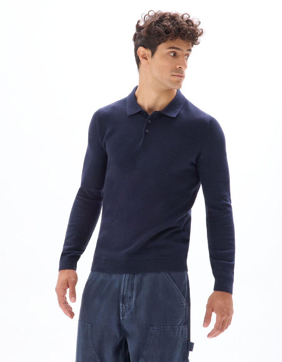 schmal geschnittener polo-pullover aus 100 baumwolle