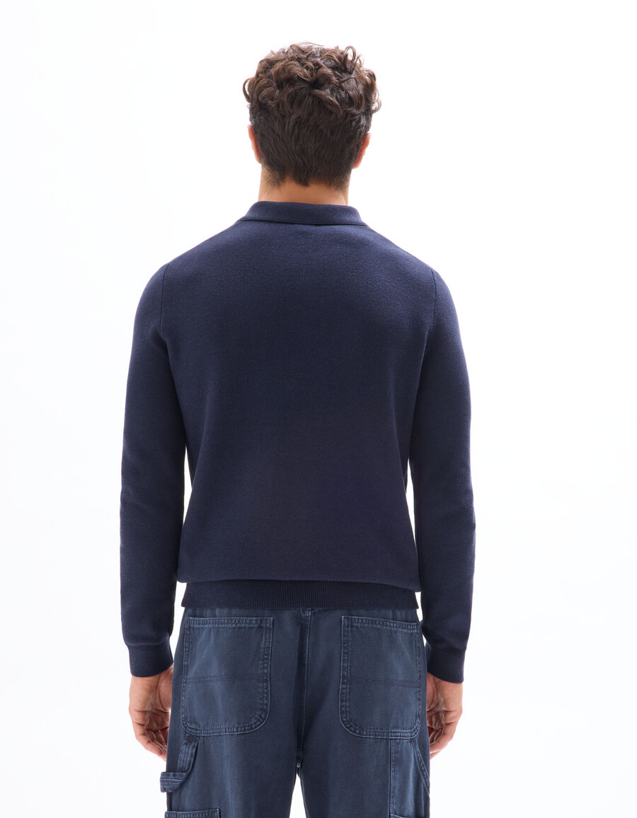 schmal geschnittener polo-pullover aus 100 baumwolle