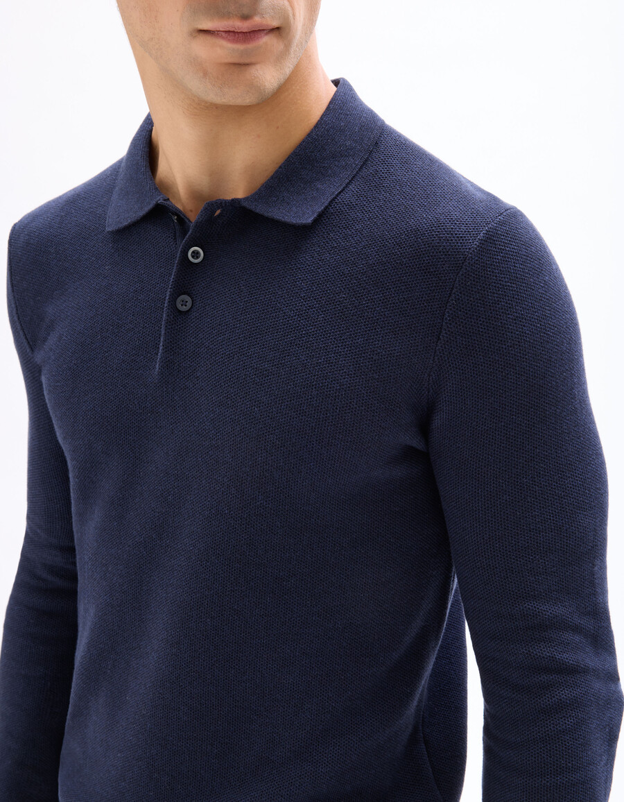 schmal geschnittener polo-pullover aus 100 baumwolle