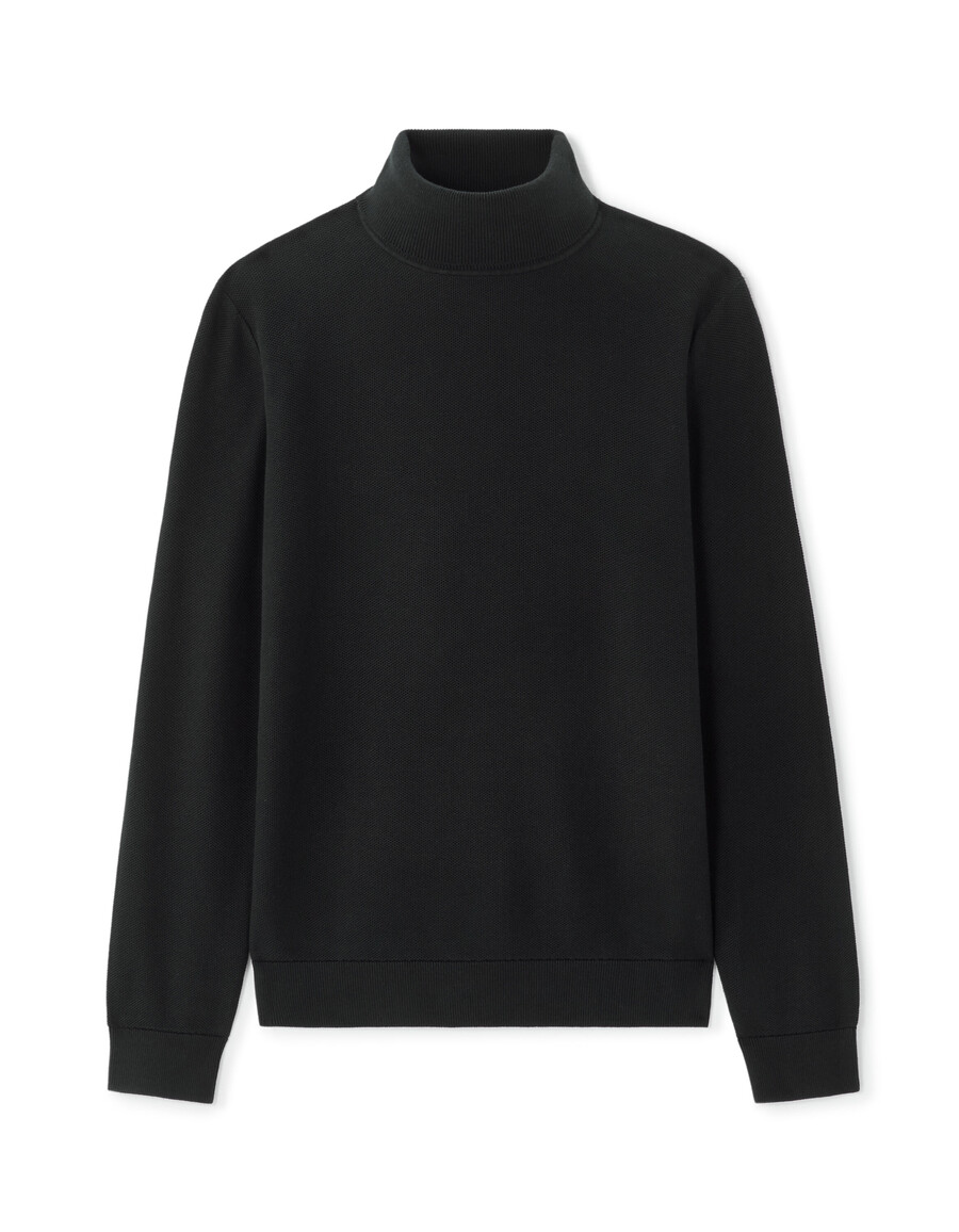 rollkragenpullover aus piqué 100 baumwolle