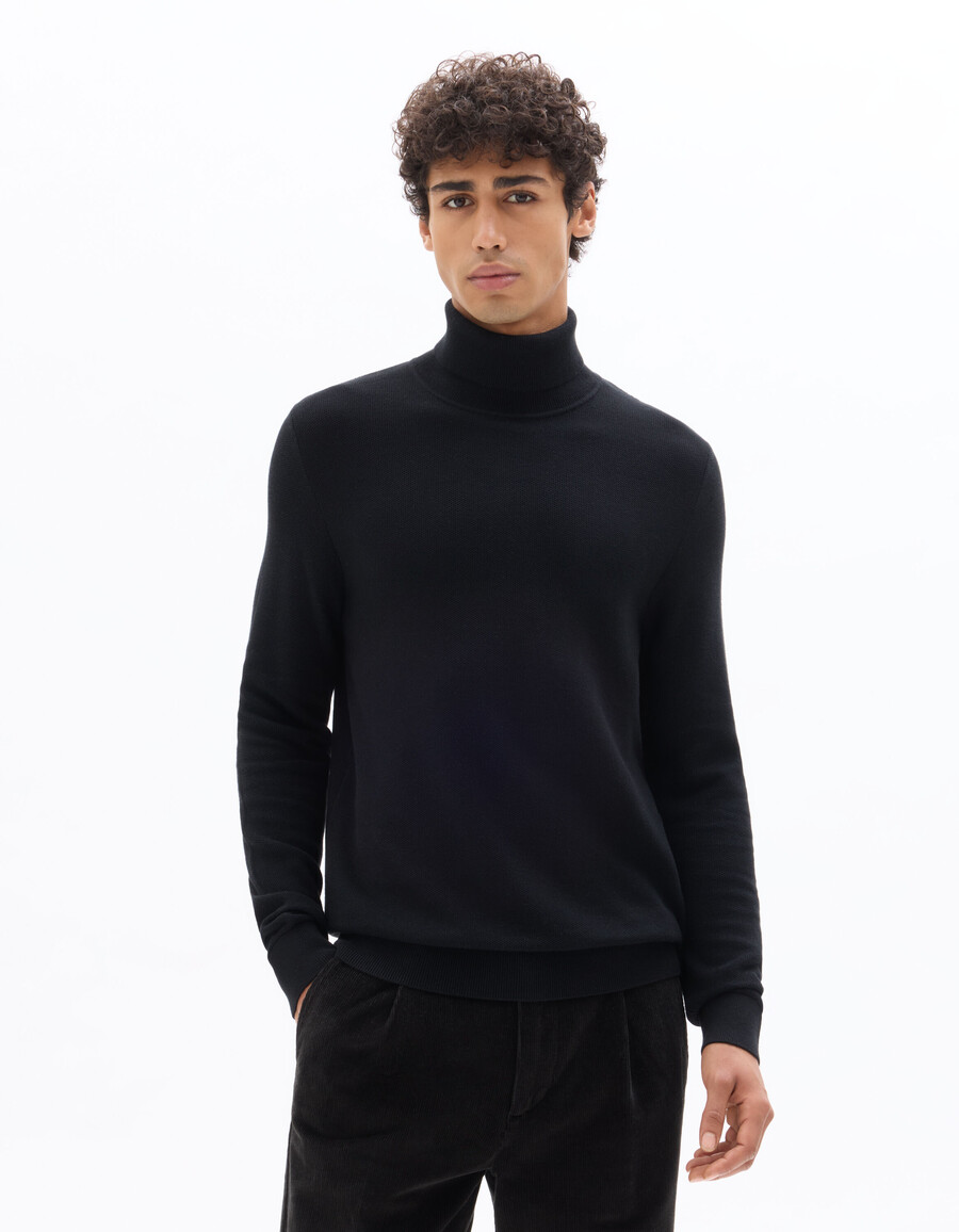 rollkragenpullover aus piqué 100 baumwolle