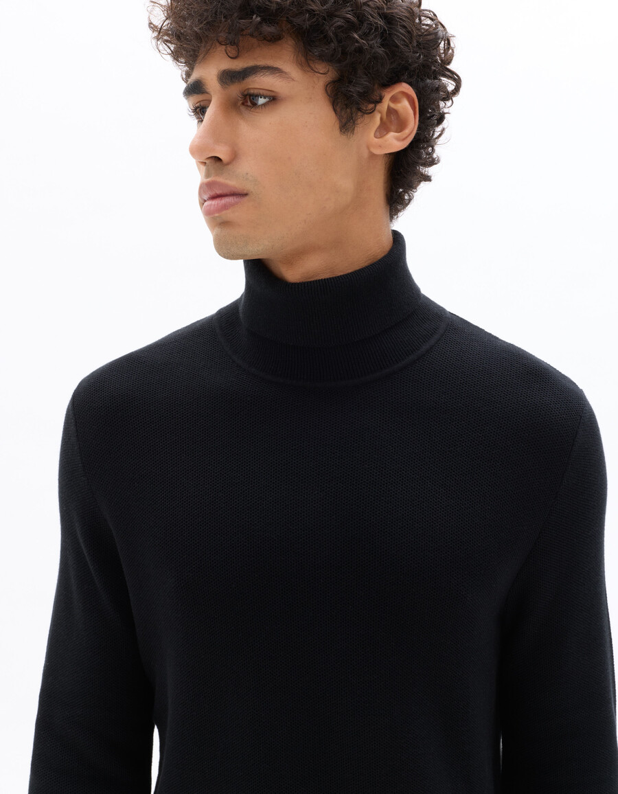 rollkragenpullover aus piqué 100 baumwolle