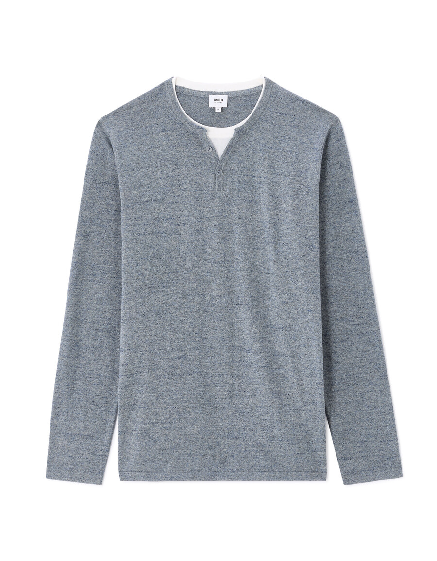 henley-pullover aus baumwollmischgewebe