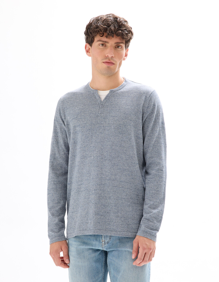 henley-pullover aus baumwollmischgewebe