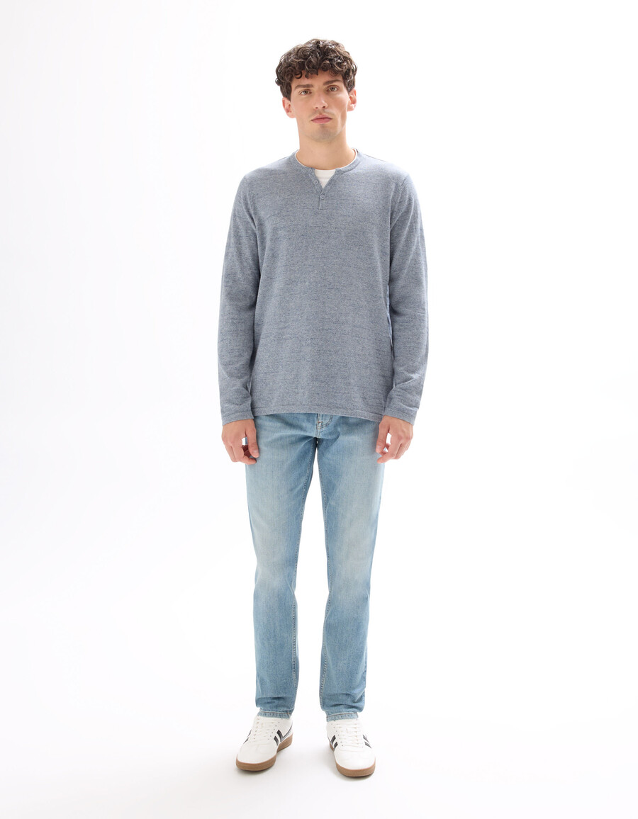 henley-pullover aus baumwollmischgewebe
