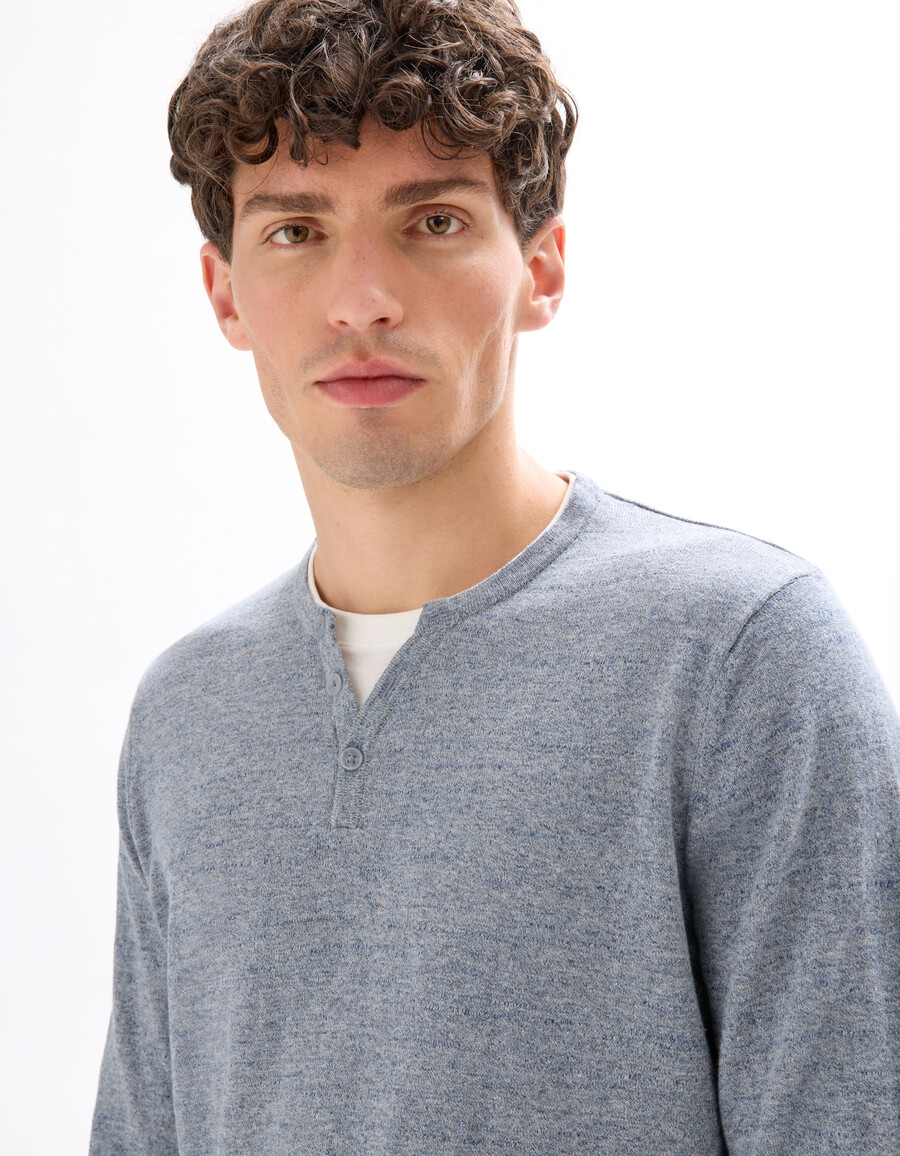 henley-pullover aus baumwollmischgewebe