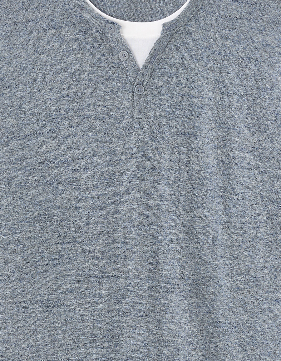 henley-pullover aus baumwollmischgewebe