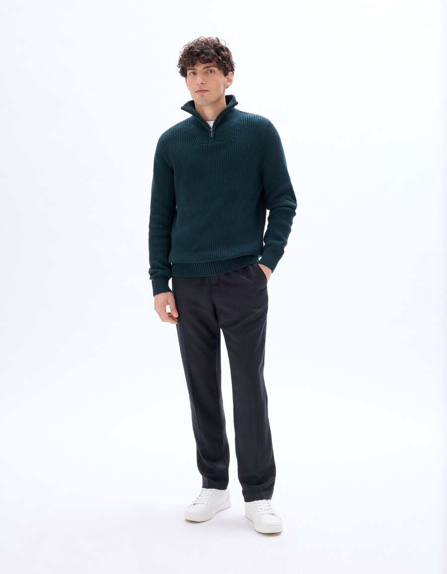 normal geschnittener pullover mit reißverschluss am kragen 100 baumwolle