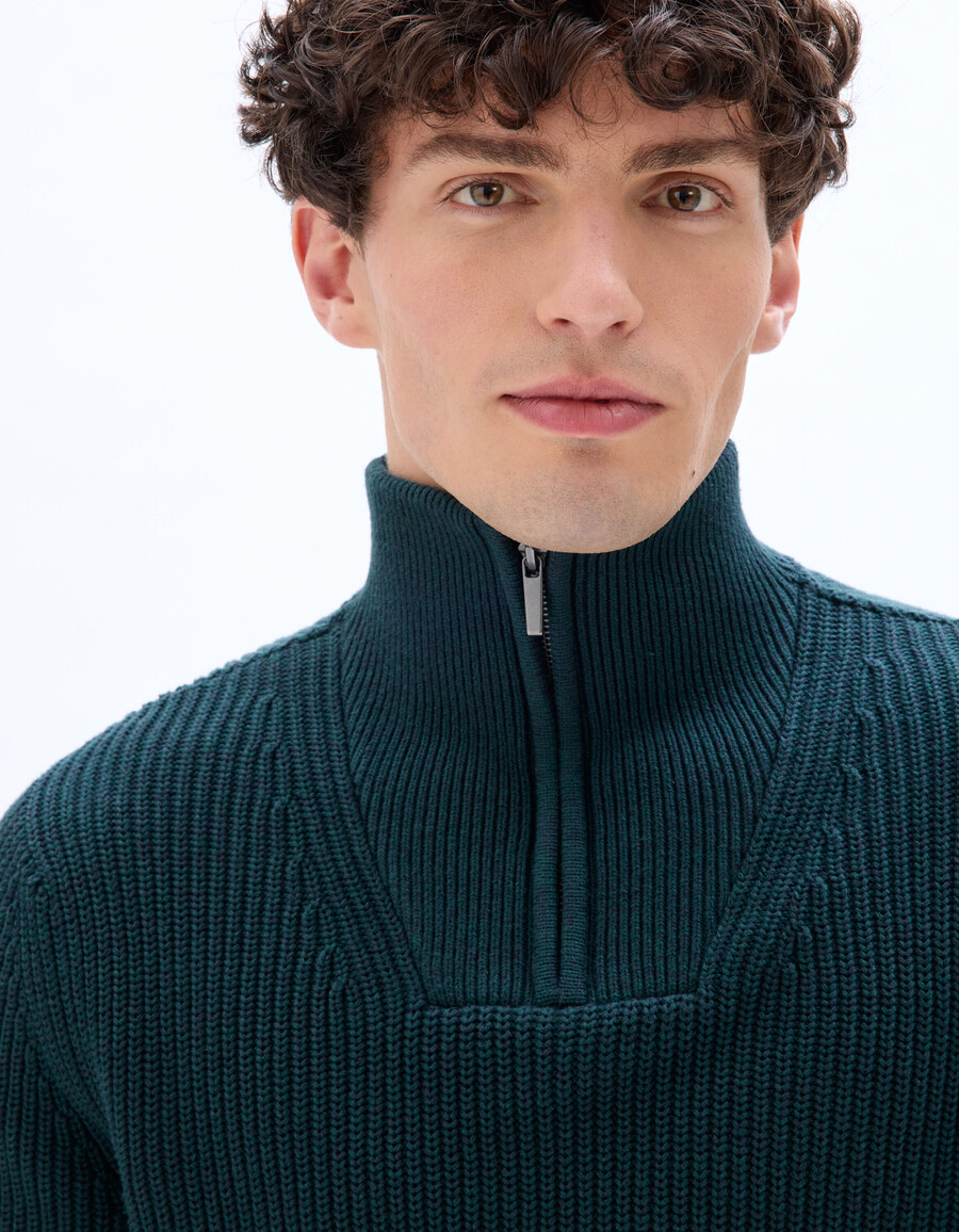 normal geschnittener pullover mit reißverschluss am kragen 100 baumwolle