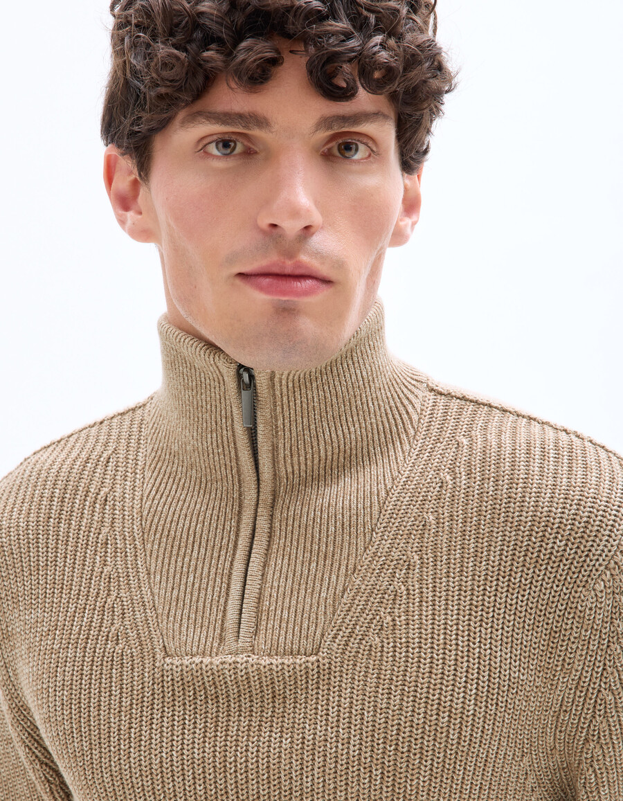 regulärer pullover mit reißverschlusskragen 100 baumwolle