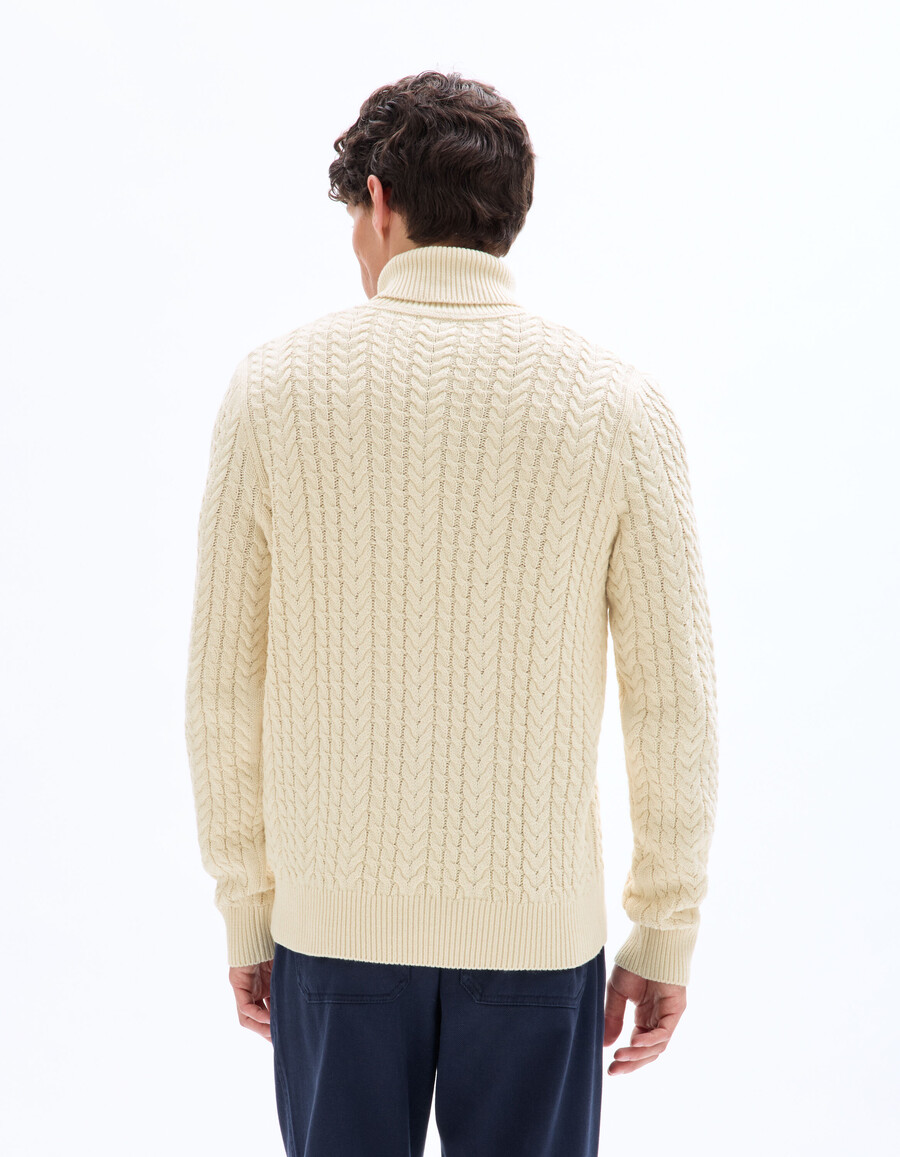 zopfstrick-rollkragenpullover mit sherpa-futter