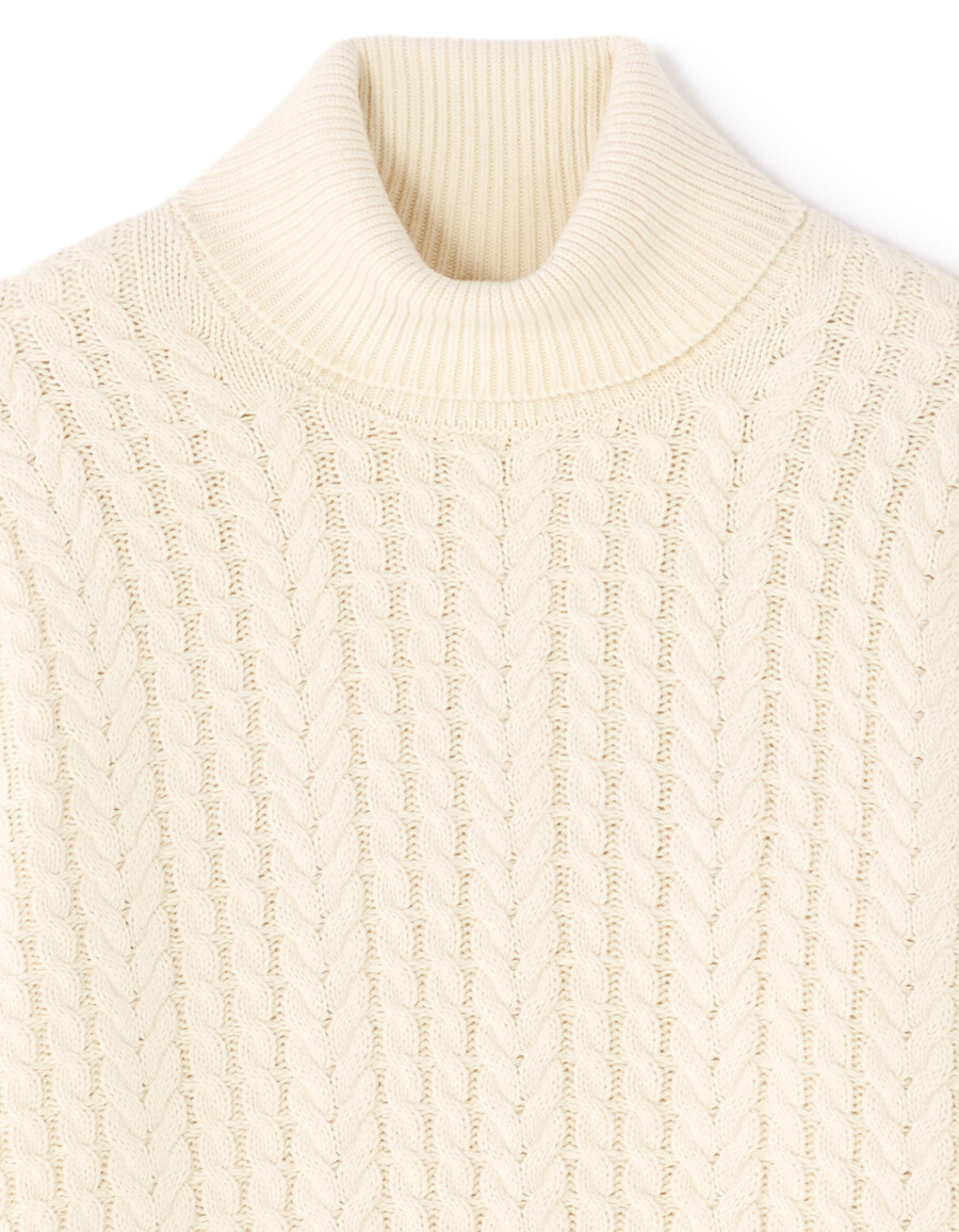 zopfstrick-rollkragenpullover mit sherpa-futter