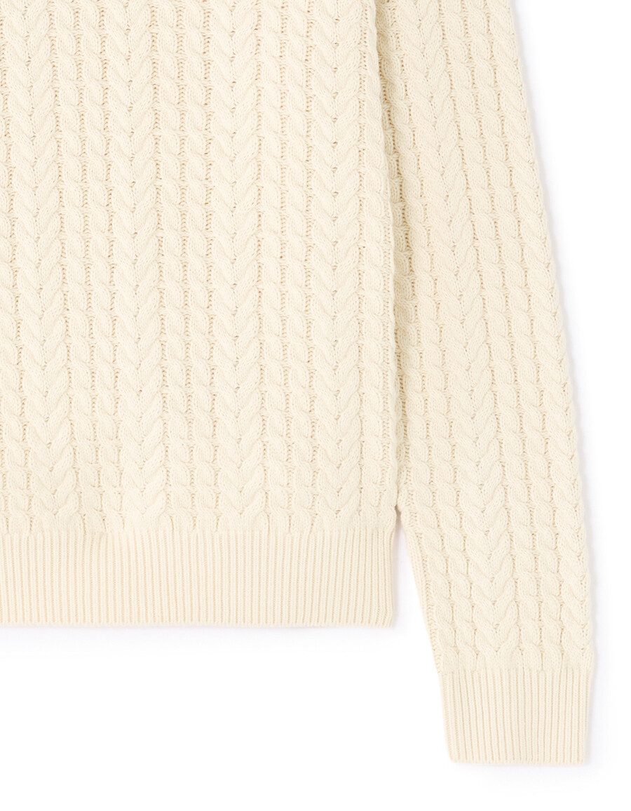 zopfstrick-rollkragenpullover mit sherpa-futter