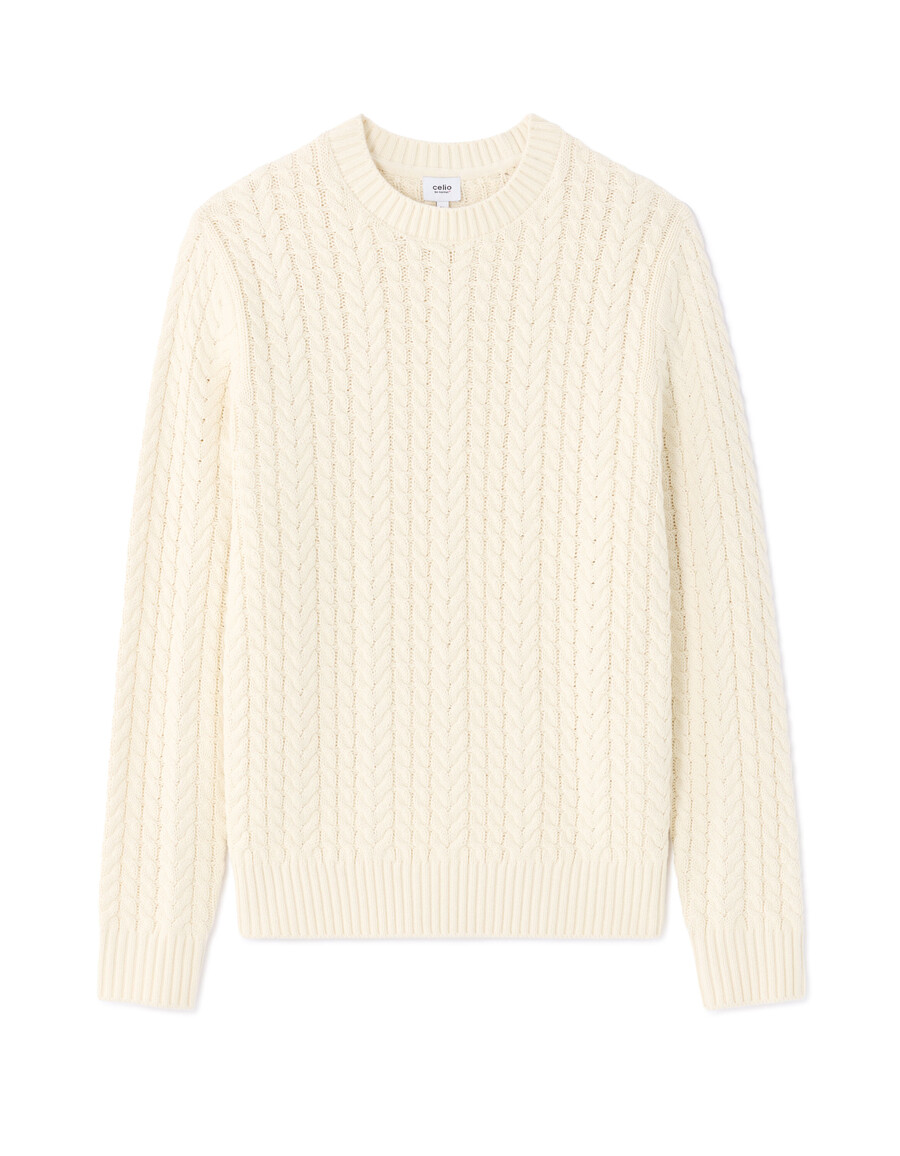 rundhals-strickpullover aus baumwollmischung
