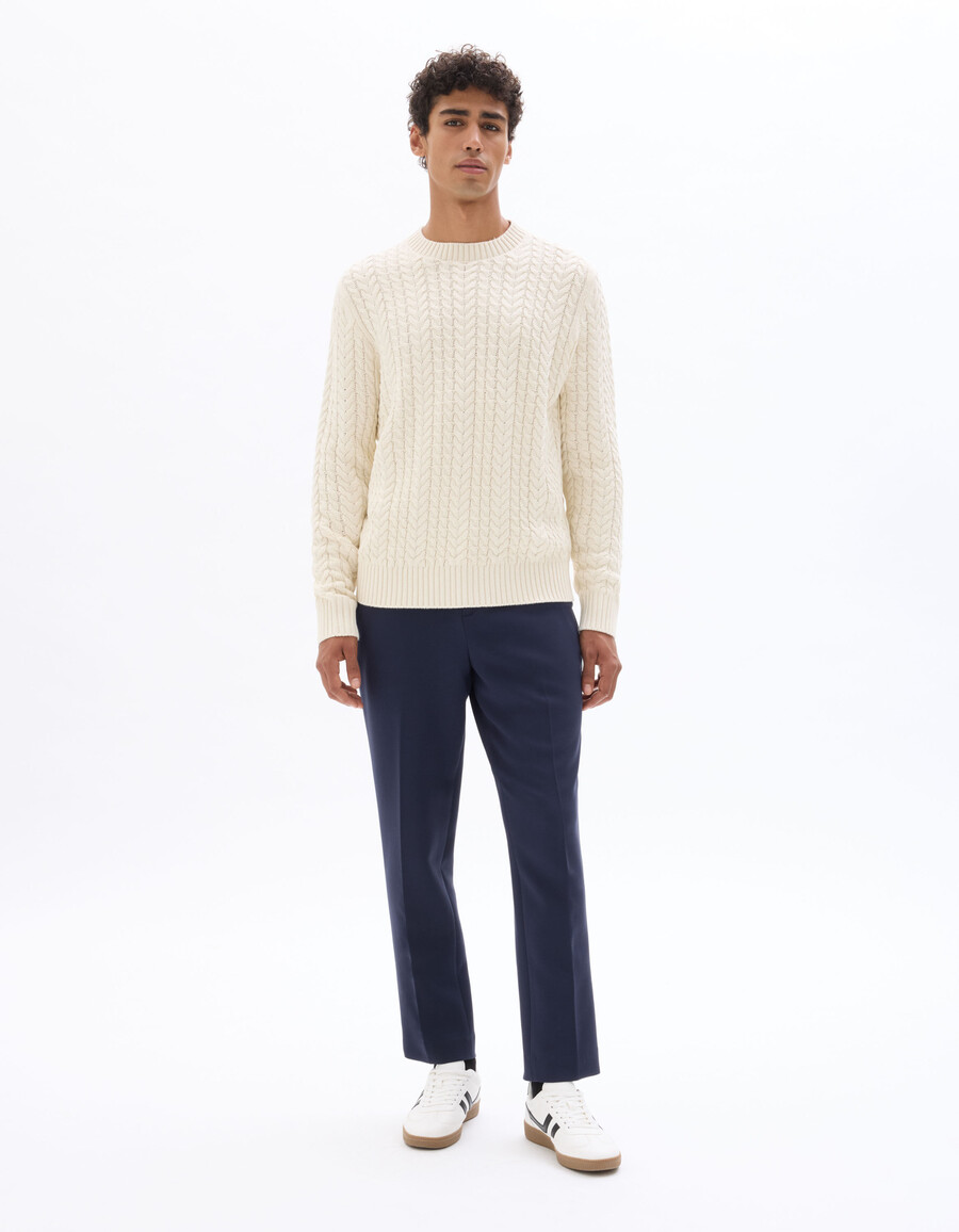 rundhals-strickpullover aus baumwollmischung
