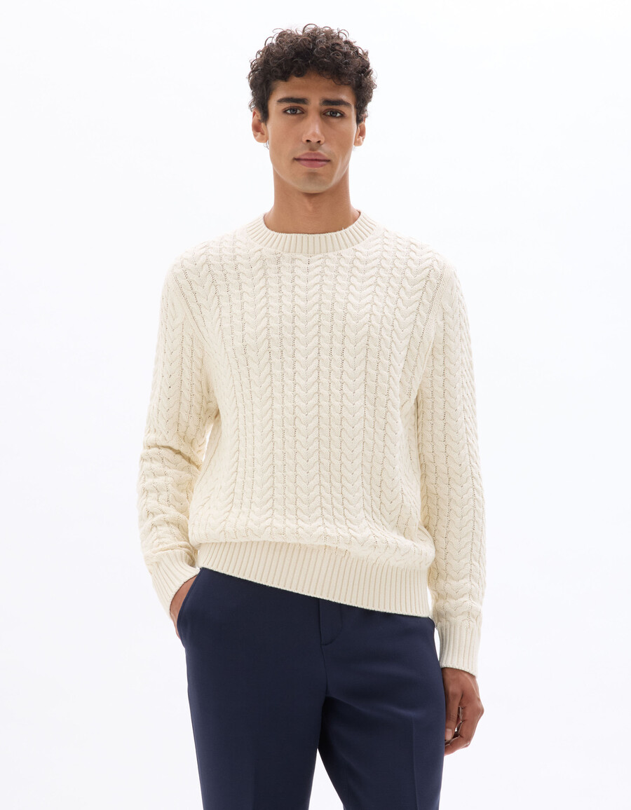 rundhals-strickpullover aus baumwollmischung