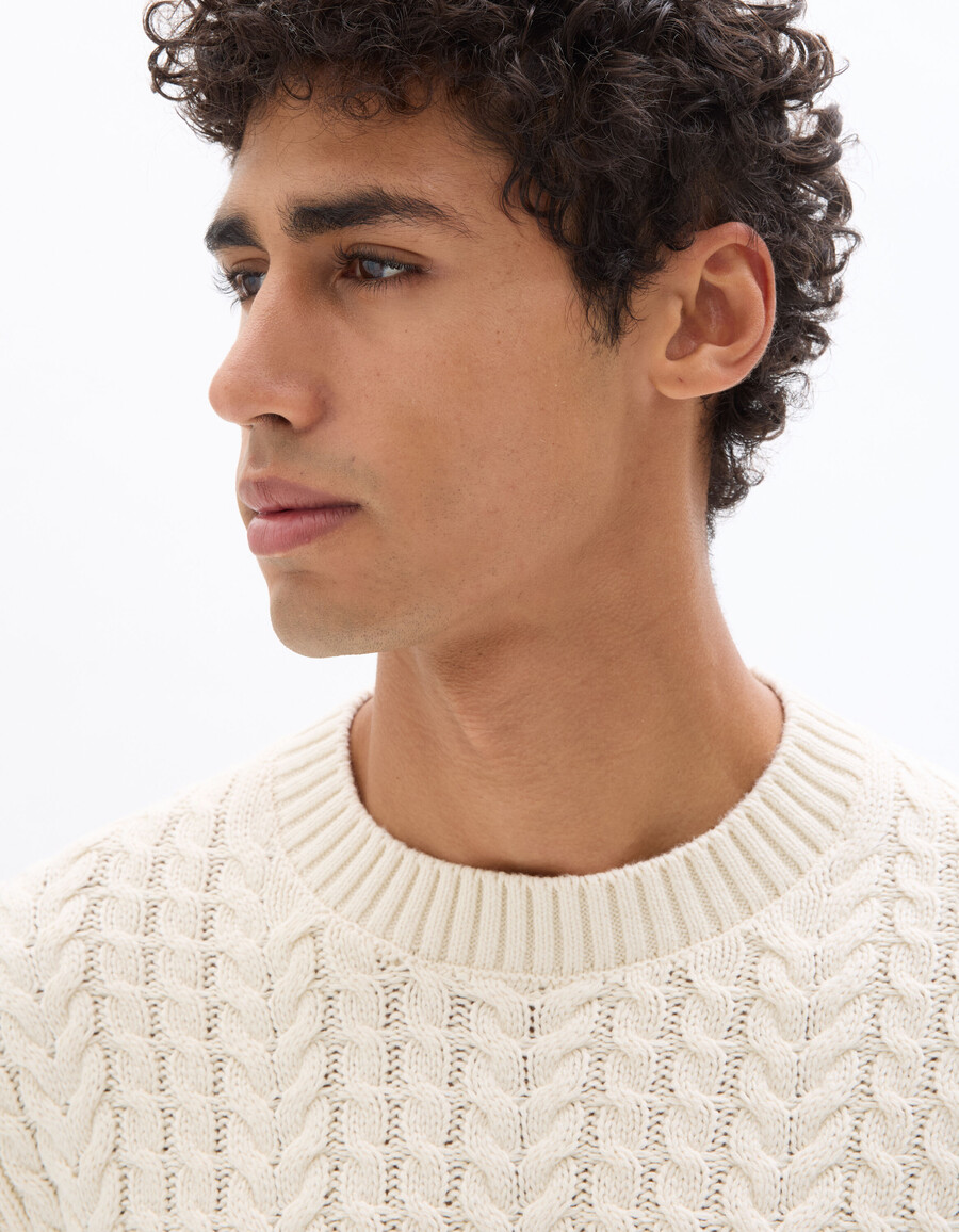rundhals-strickpullover aus baumwollmischung