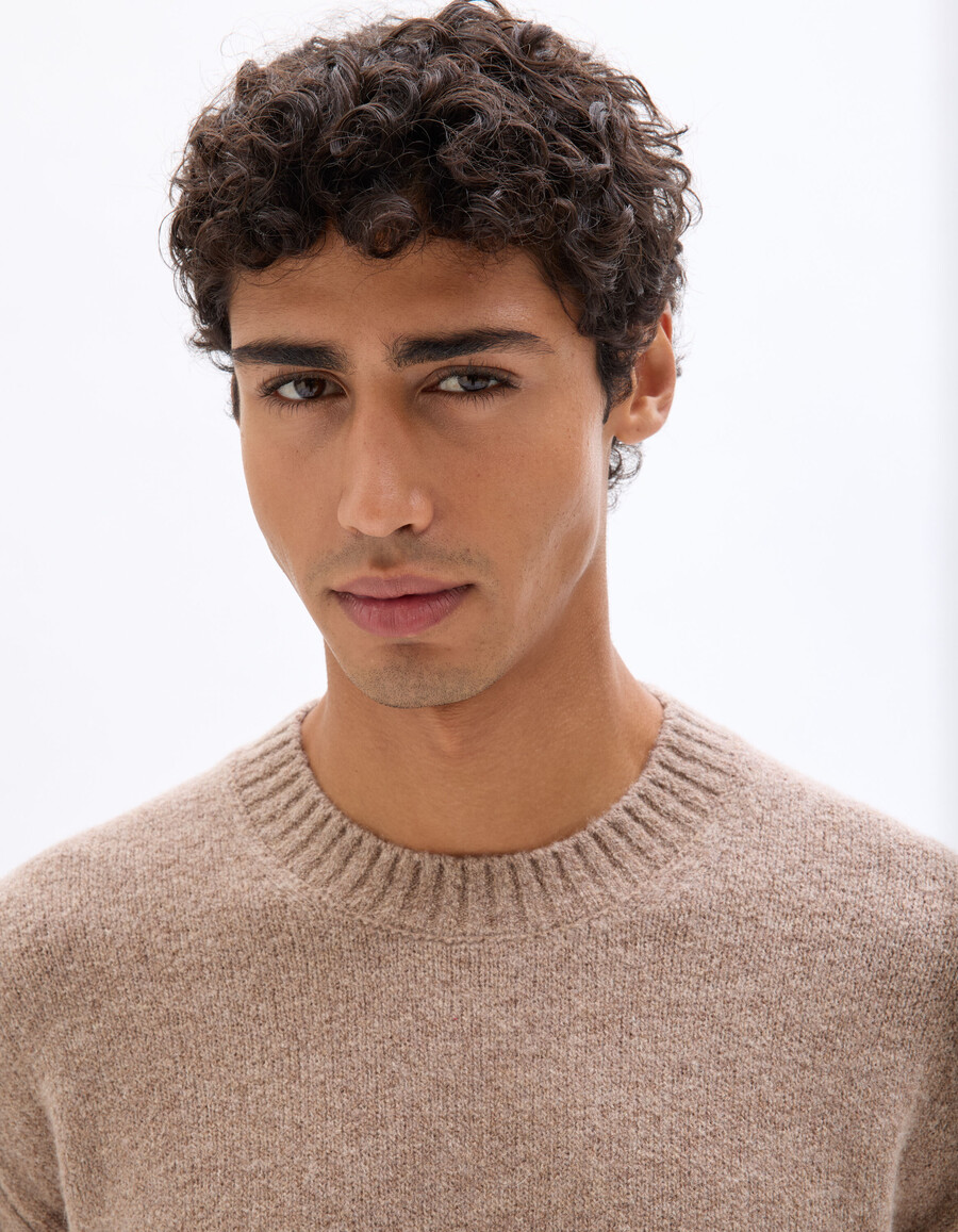 frottee-pullover aus wollmischung