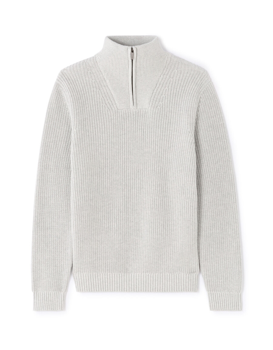 normal geschnittener pullover mit reißverschluss am kragen 100 baumwolle