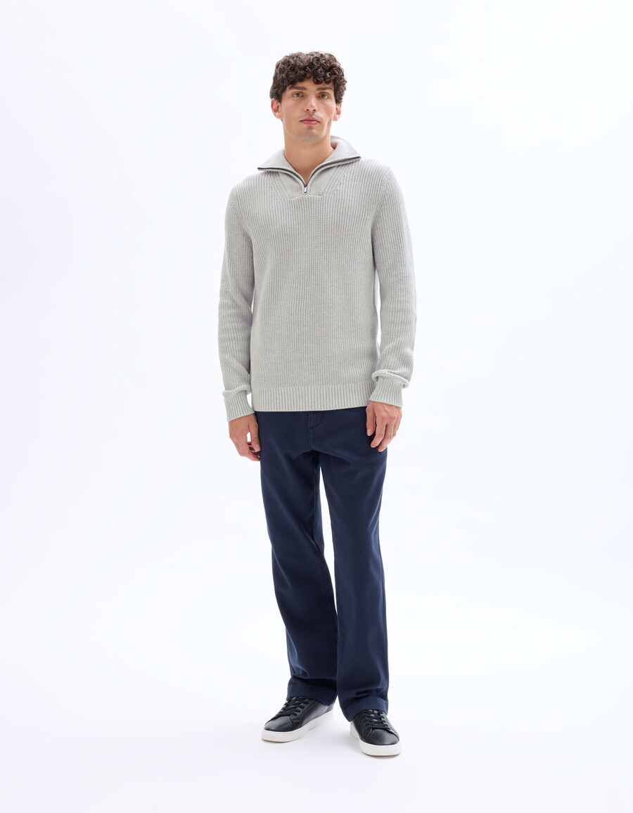 normal geschnittener pullover mit reißverschluss am kragen 100 baumwolle