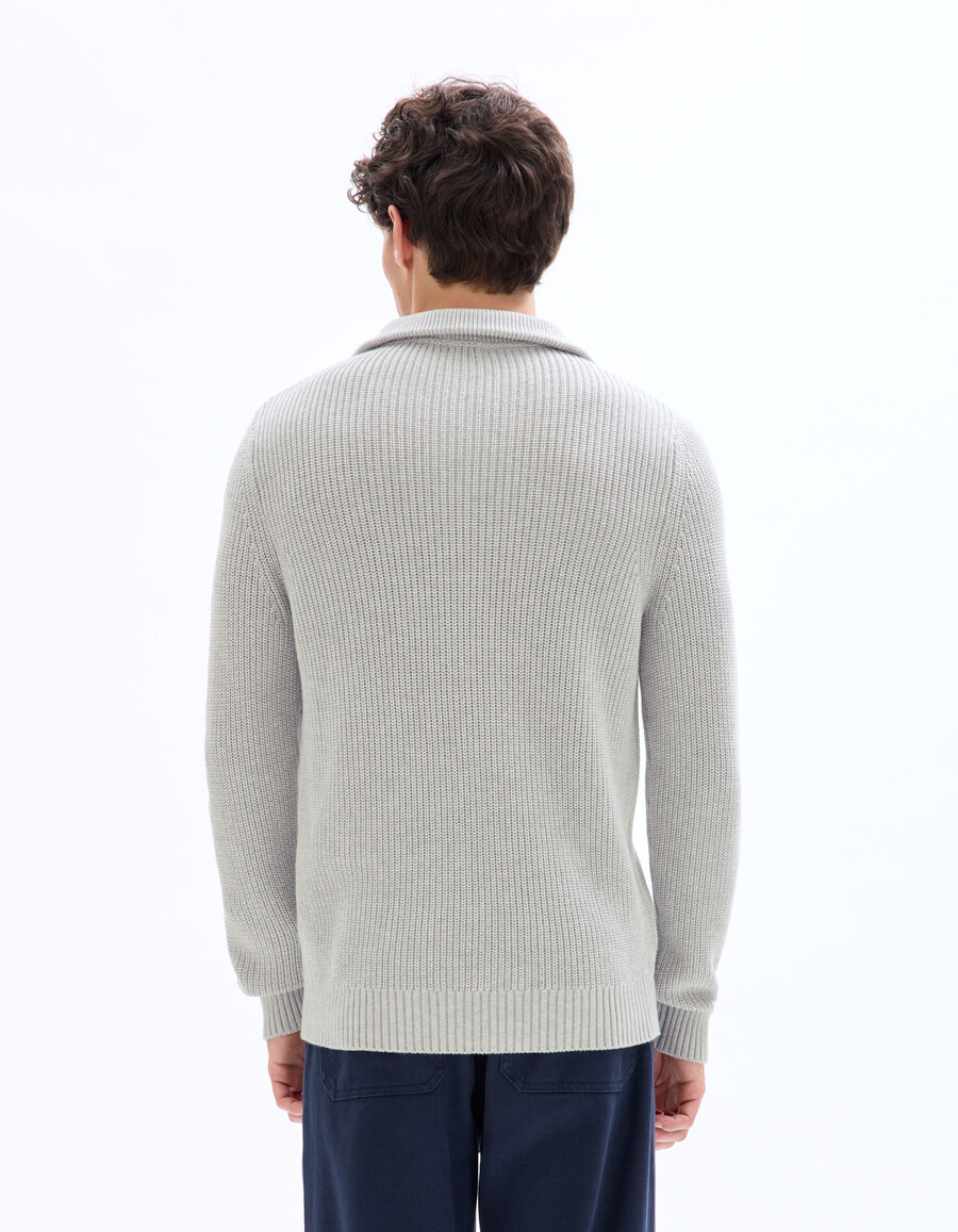 normal geschnittener pullover mit reißverschluss am kragen 100 baumwolle