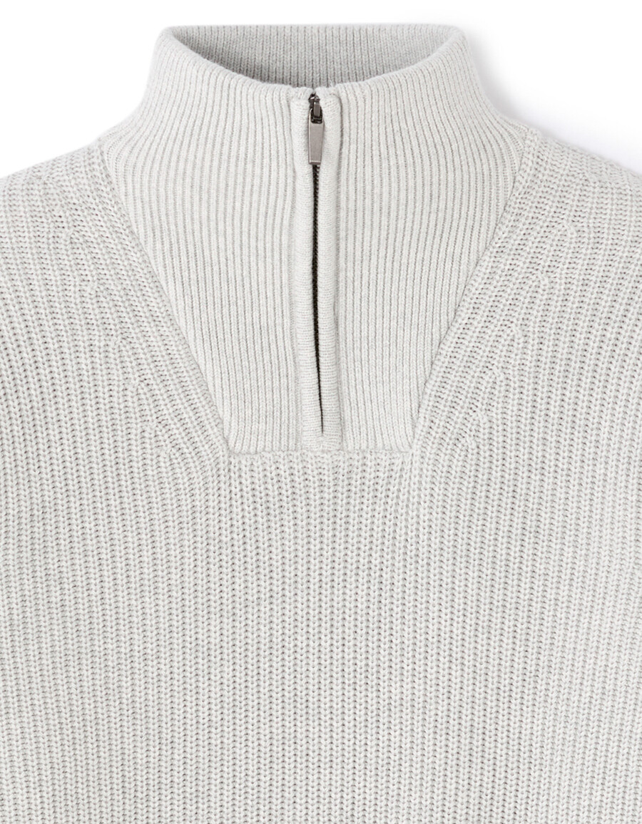 normal geschnittener pullover mit reißverschluss am kragen 100 baumwolle