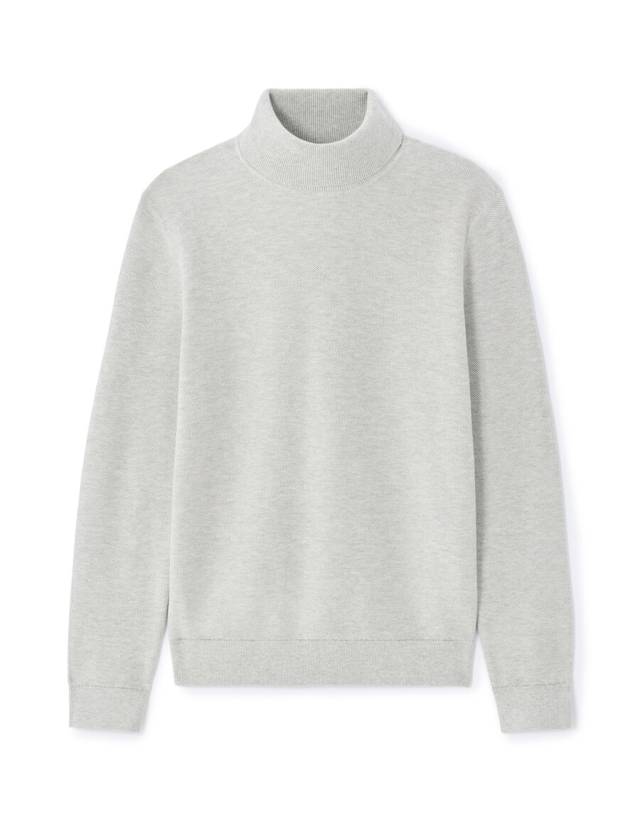 rollkragenpullover aus piqué 100 baumwolle