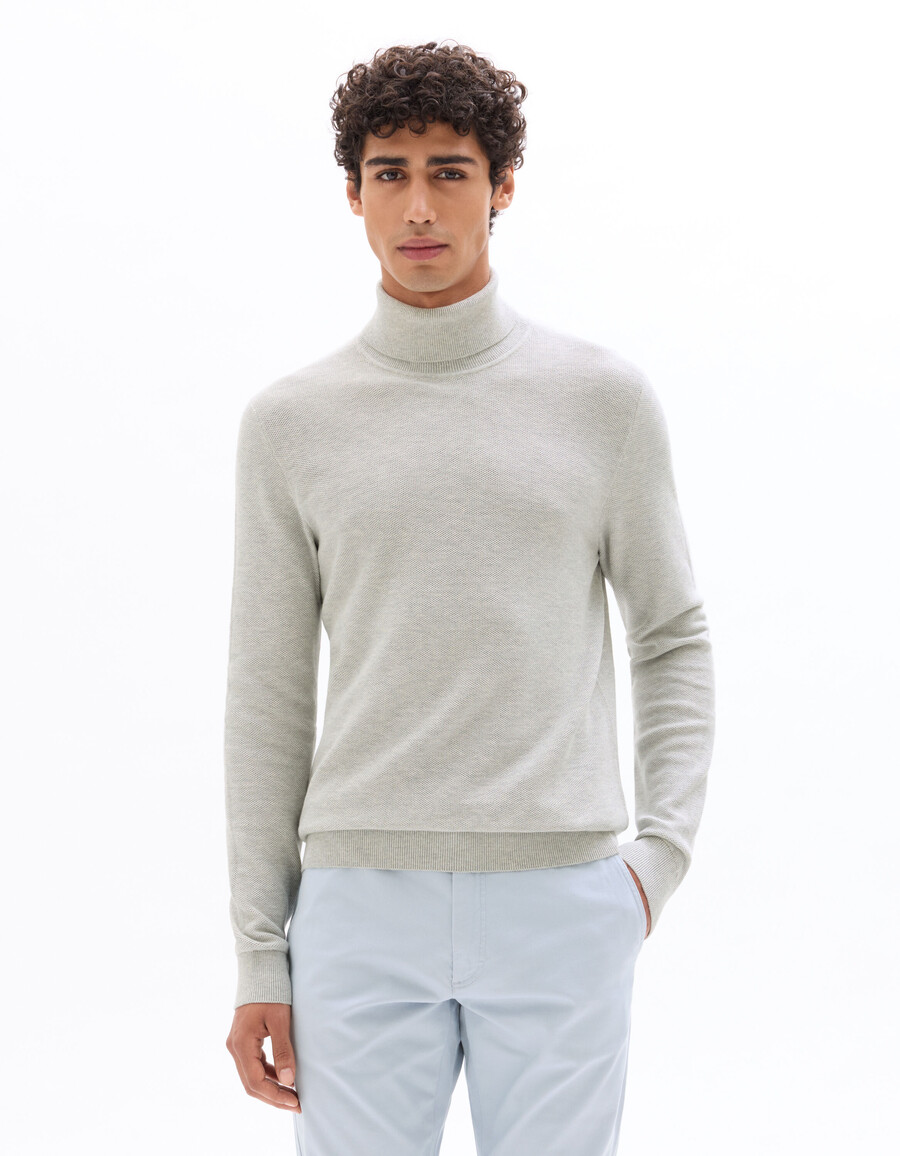 rollkragenpullover aus piqué 100 baumwolle