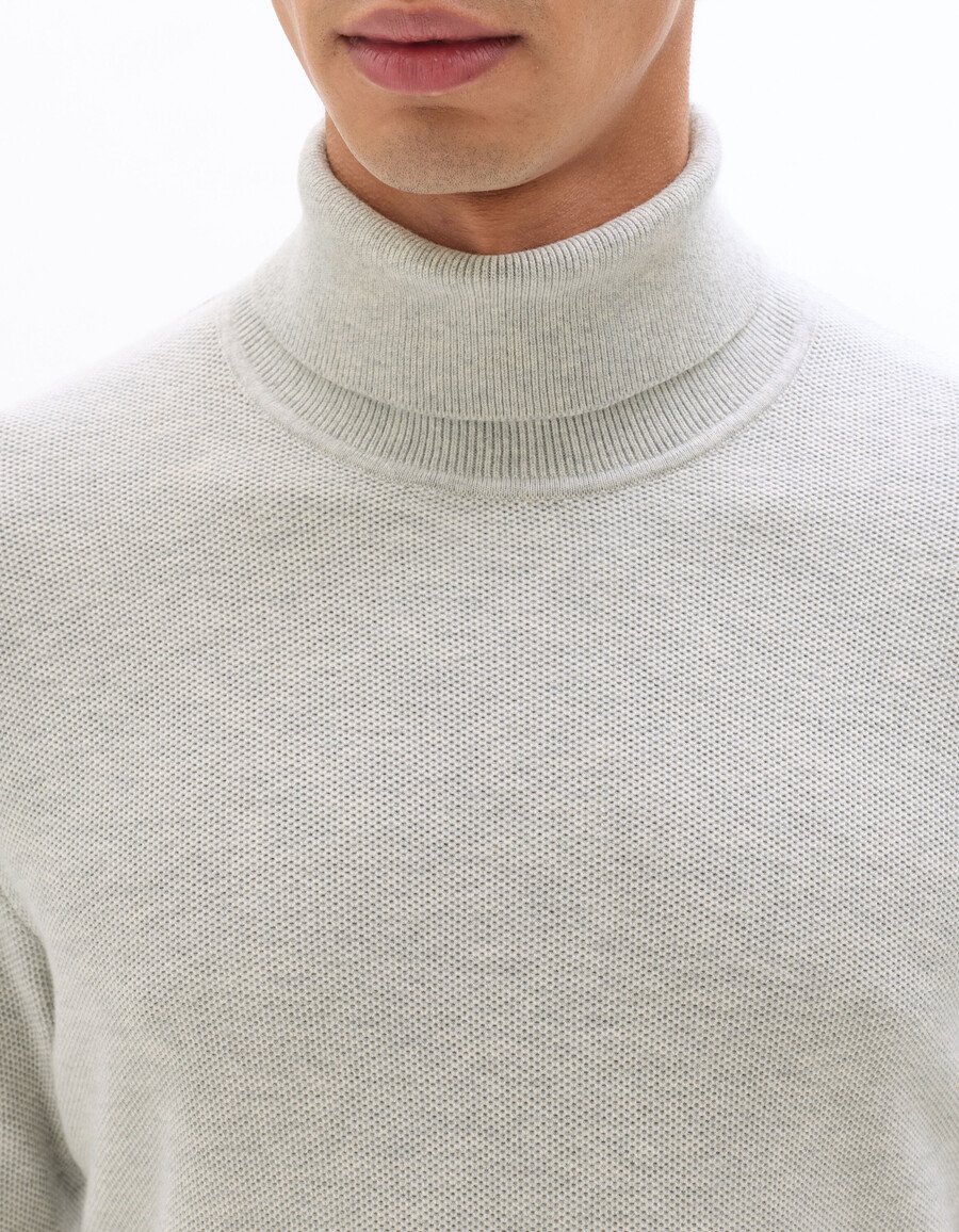 rollkragenpullover aus piqué 100 baumwolle