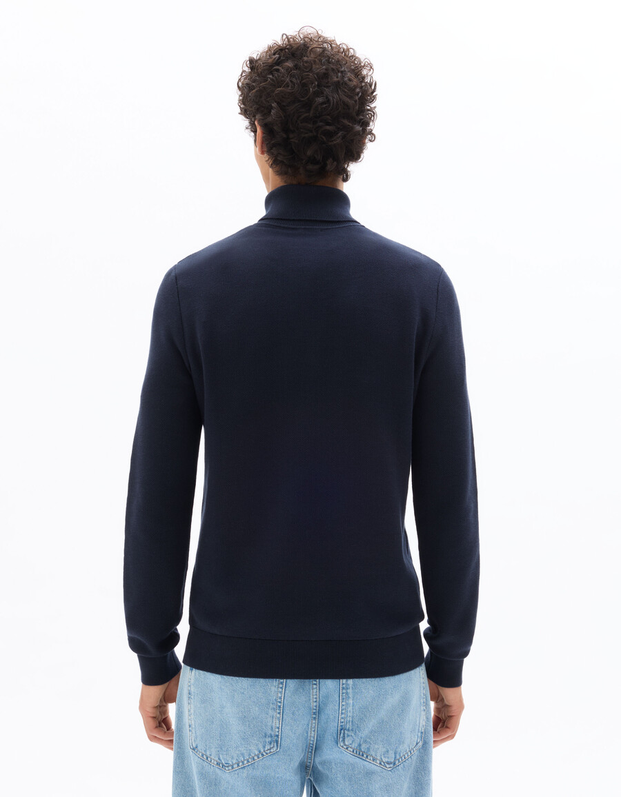 rollkragenpullover aus piqué 100 baumwolle