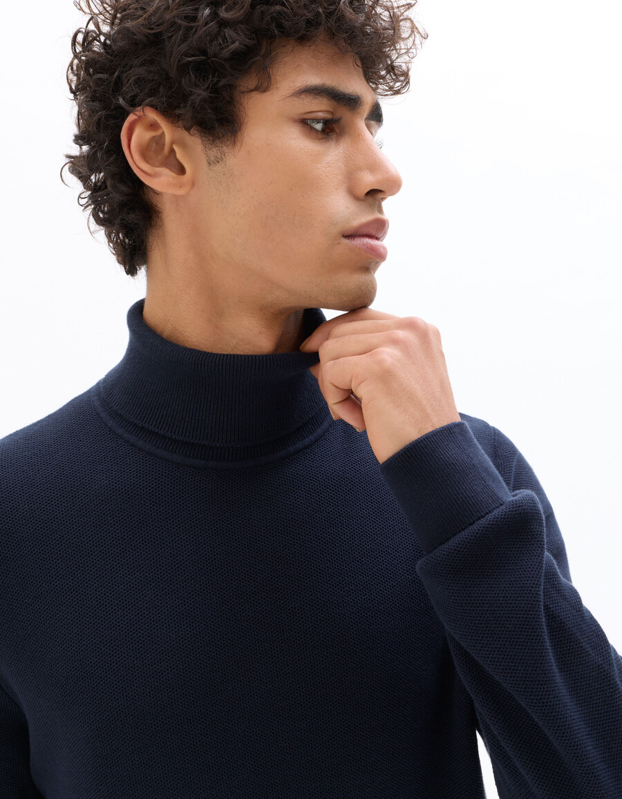 rollkragenpullover aus piqué 100 baumwolle