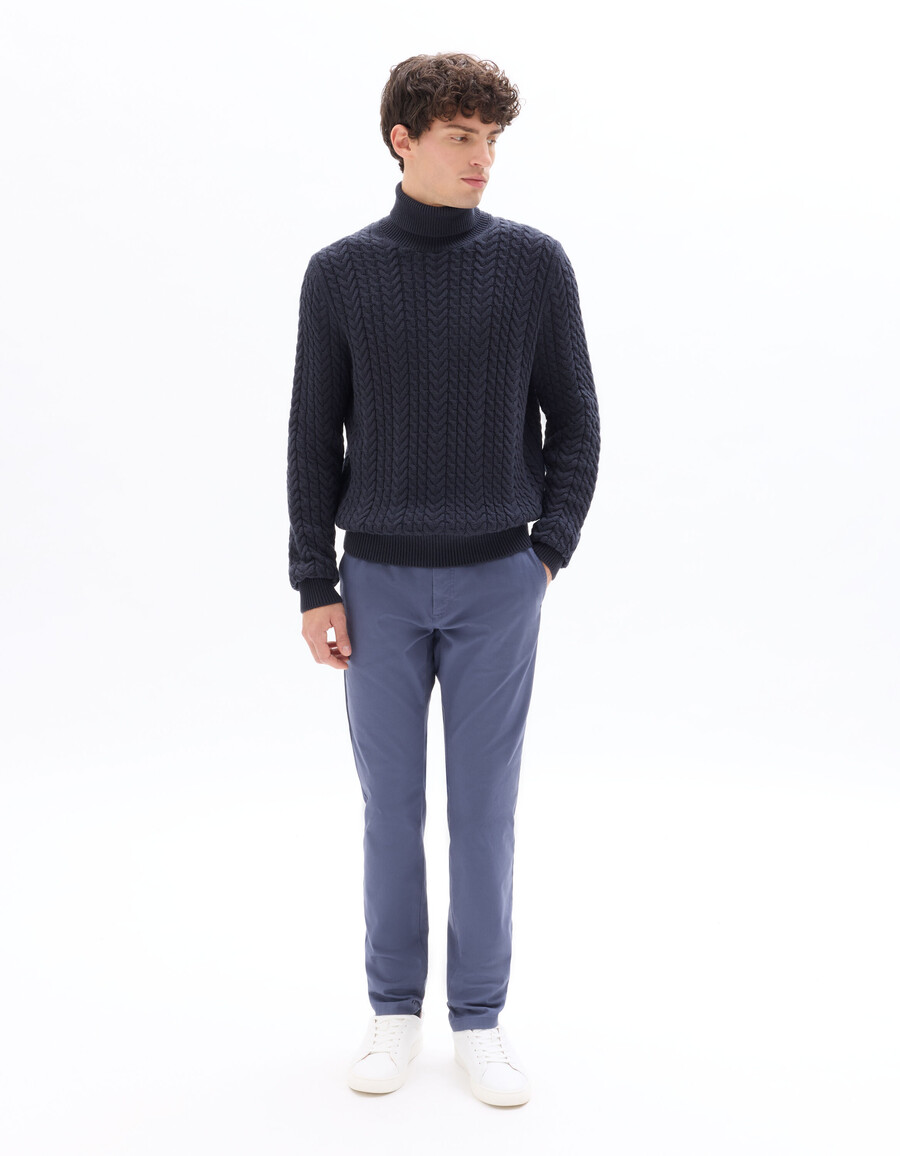 zopfstrick-rollkragenpullover mit sherpa-futter