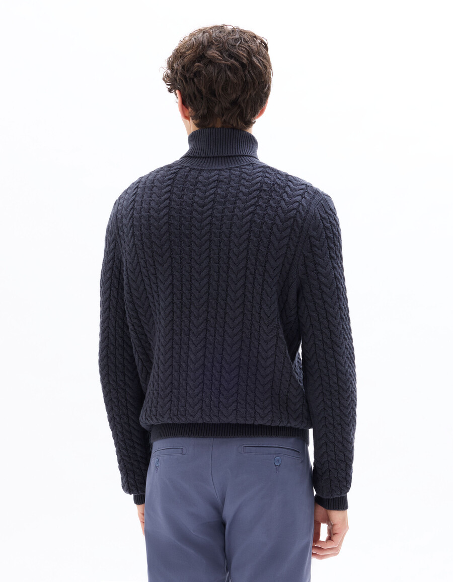 zopfstrick-rollkragenpullover mit sherpa-futter