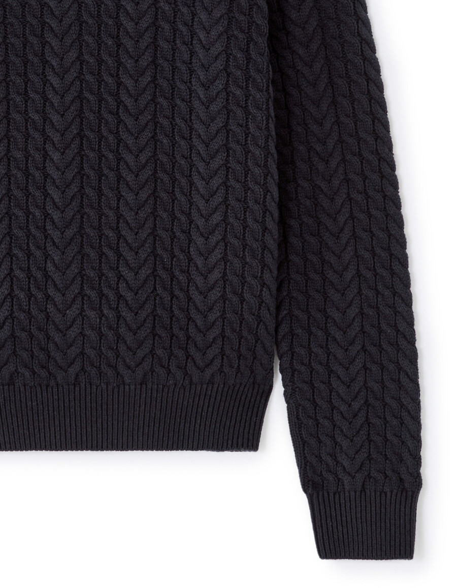 zopfstrick-rollkragenpullover mit sherpa-futter