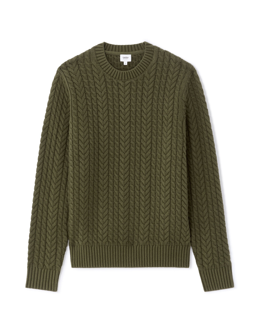 rundhals-strickpullover aus baumwollmischung