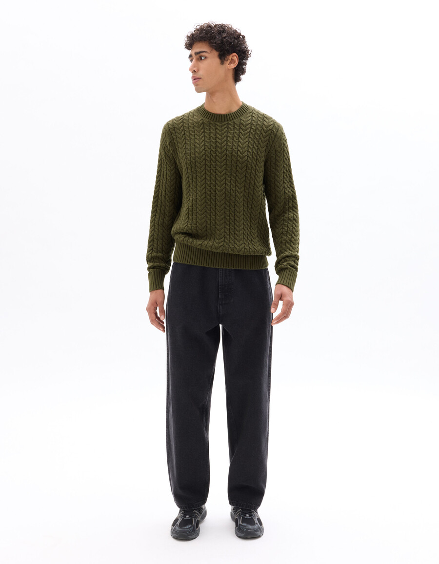 rundhals-strickpullover aus baumwollmischung
