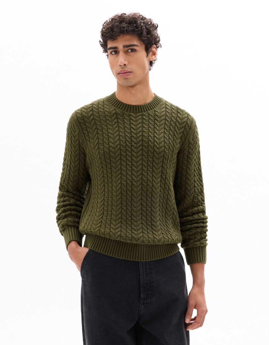 rundhals-strickpullover aus baumwollmischung