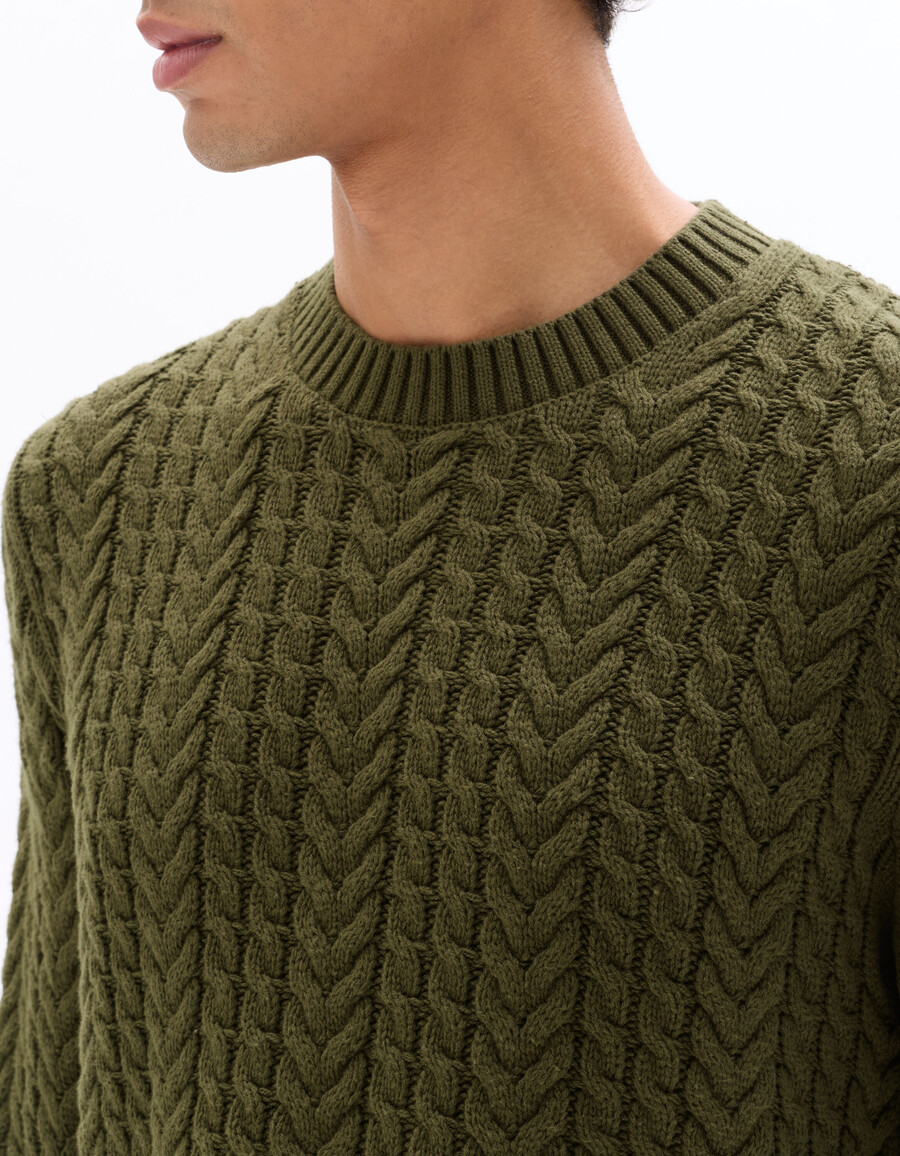 rundhals-strickpullover aus baumwollmischung