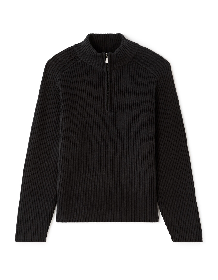 gerippter strickpullover mit trucker-ausschnitt