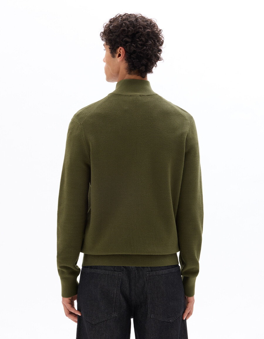 regular fit pullover mit reißverschluss am kragen aus mikrowaffelgewebe