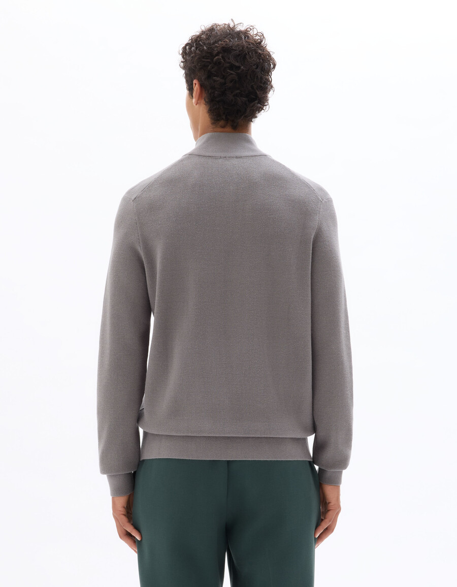 regular fit pullover mit reißverschluss am kragen aus mikrowaffelgewebe