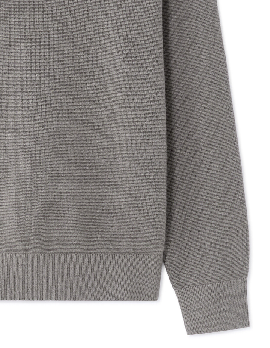 regular fit pullover mit reißverschluss am kragen aus mikrowaffelgewebe
