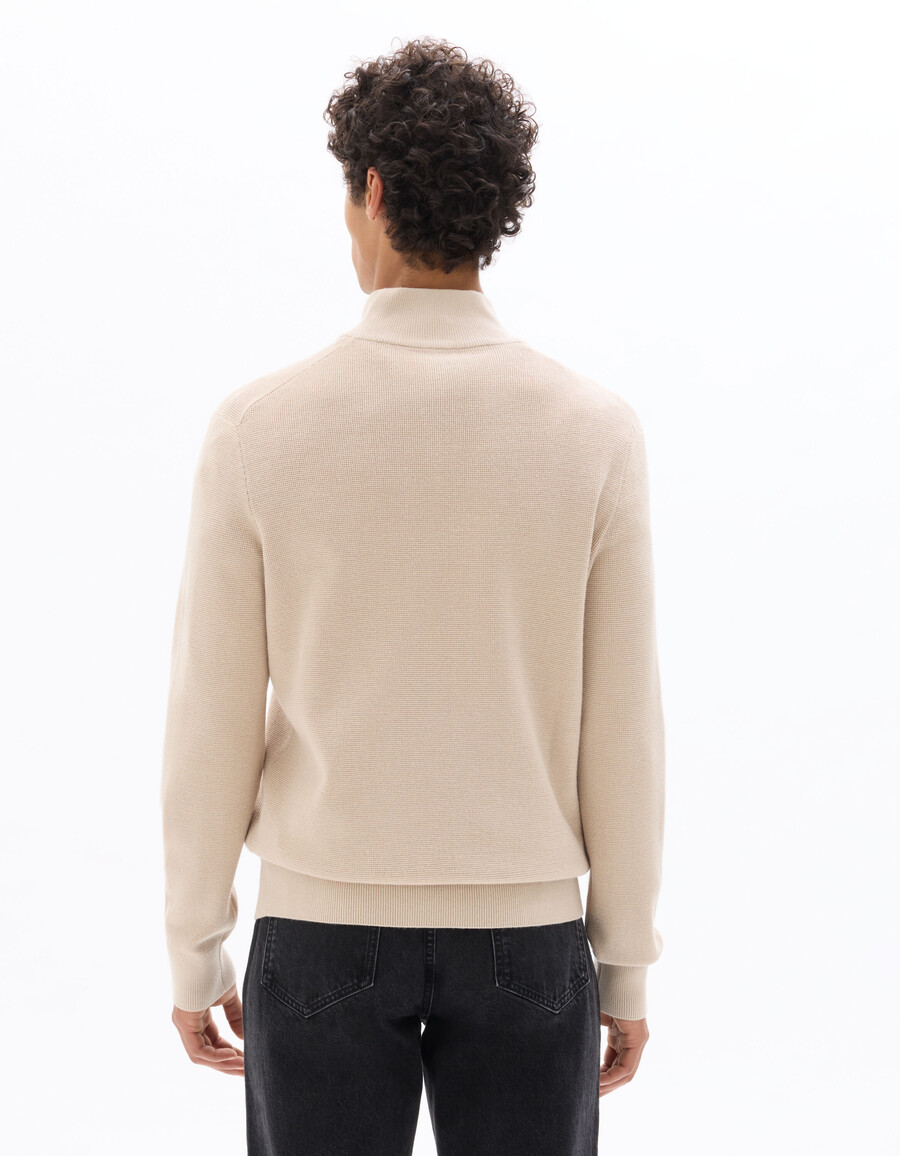 regular fit pullover mit reißverschluss am kragen aus mikrowaffelgewebe