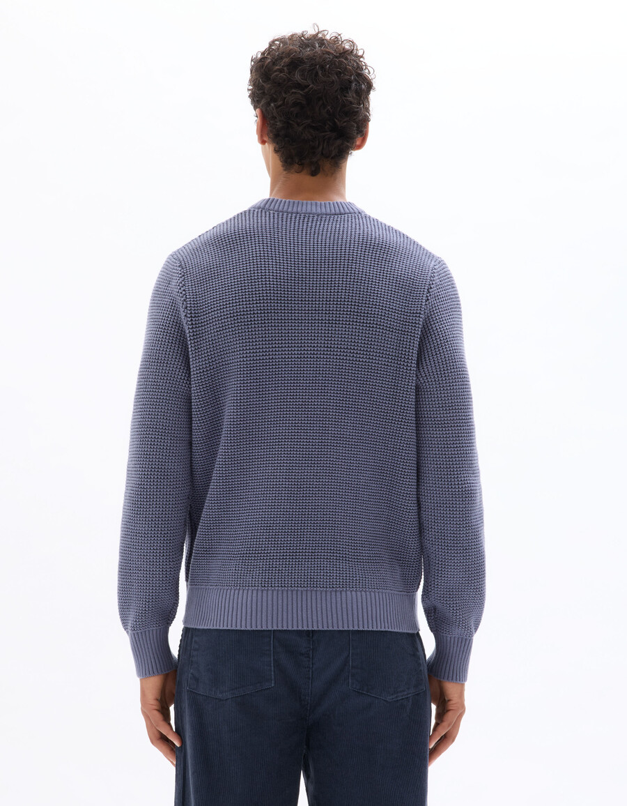 waffelstrickpullover mit rundhalsausschnitt in regulärer passform aus baumwollmischgewebe