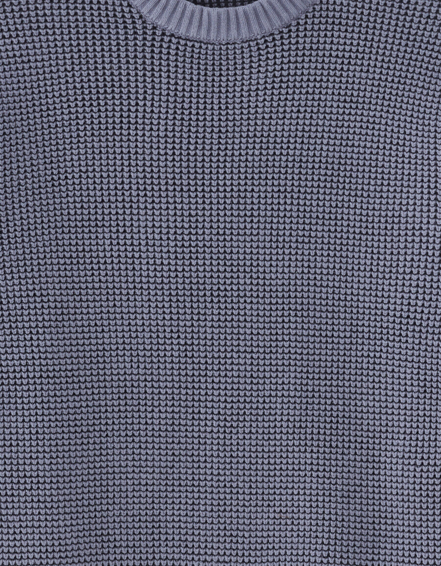 waffelstrickpullover mit rundhalsausschnitt in regulärer passform aus baumwollmischgewebe