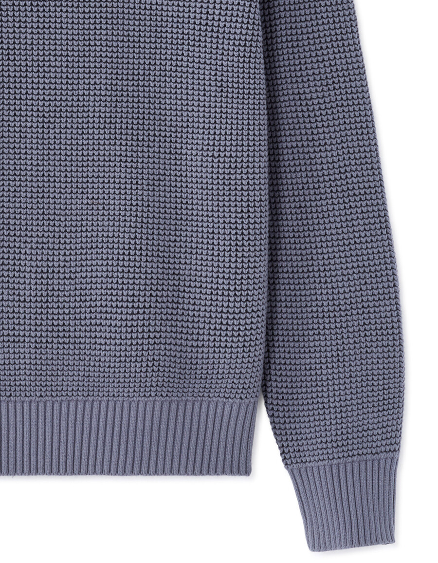 waffelstrickpullover mit rundhalsausschnitt in regulärer passform aus baumwollmischgewebe