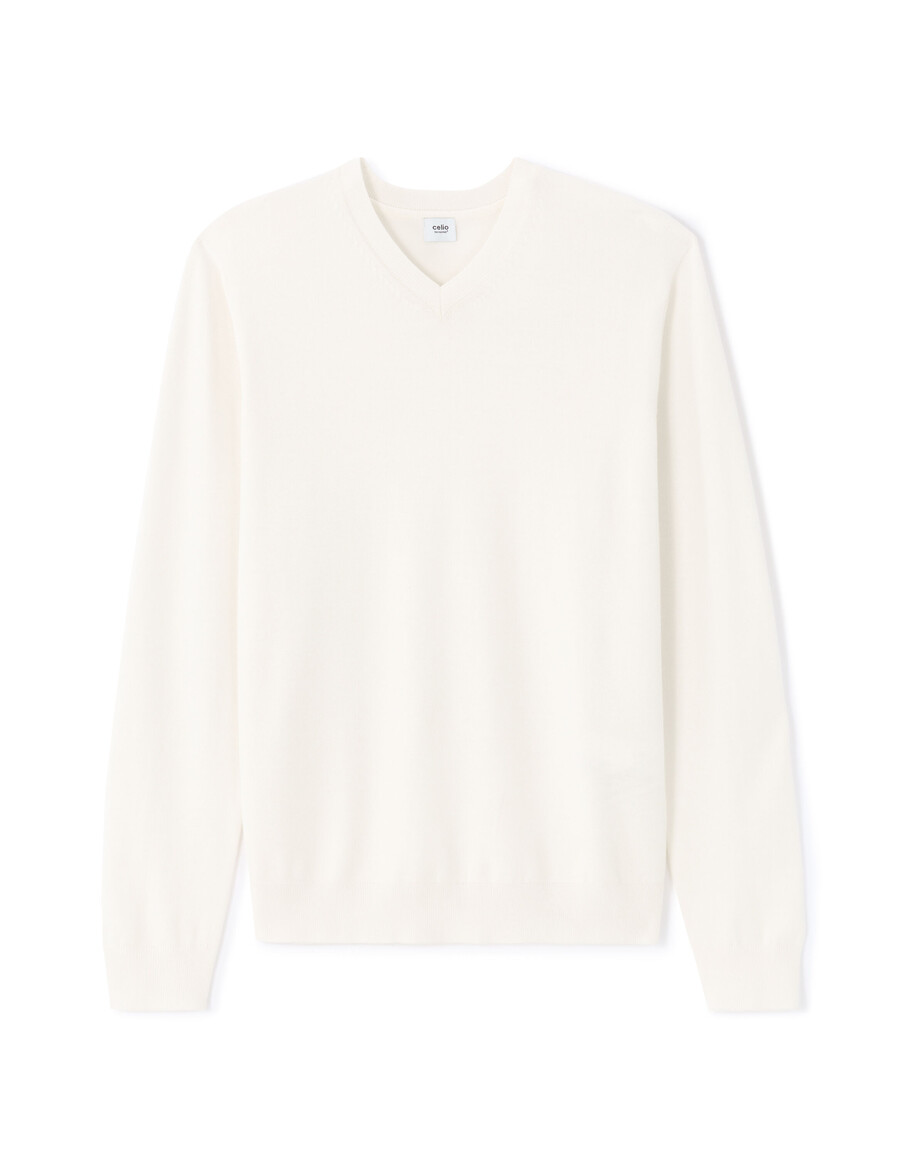 schlichter v-ausschnitt-pullover aus feinstrick